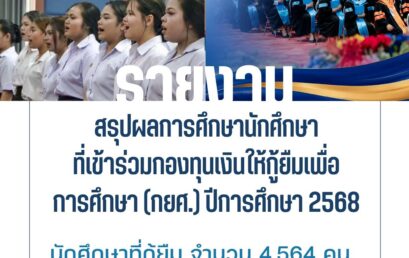รายงานสรุปผลการศึกษานักศึกษาที่เข้าร่วมกองทุนเงินให้กู้ยืมเพื่อการศึกษา (กยศ.) ปีการศึกษา 2568